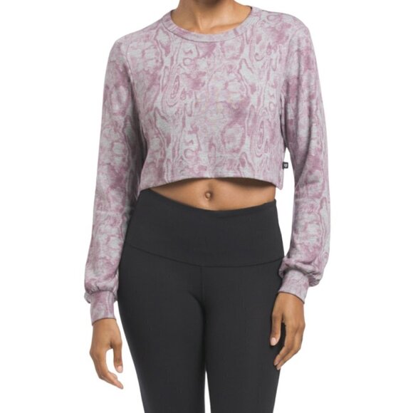 EleVen by Venus Williams Top Womens Size Small Purple and Gray Marbled Cropped - Picture 2 of 15